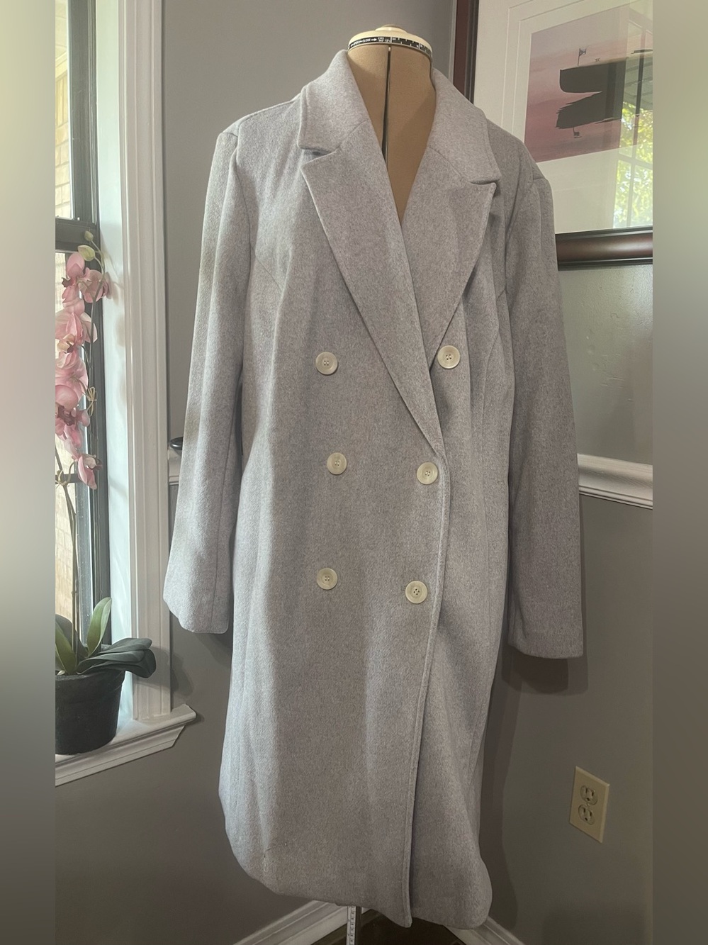 LOFT sz 18 Light Gray Double-Breasted Pea Coat